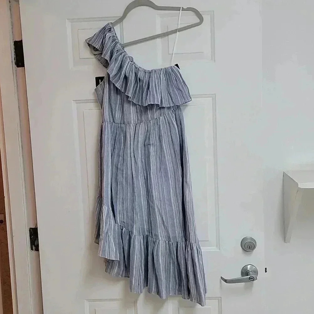 Pamela Dress in Blue & White One Shoulder Dress LoveShackFancy - Picture 2 of 14
